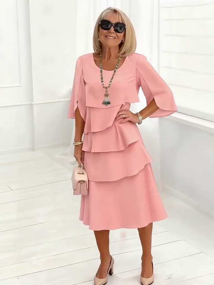 Elegant Split-Sleeve Midi Dress