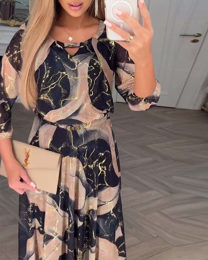 Printed Waist-Defined Dress
