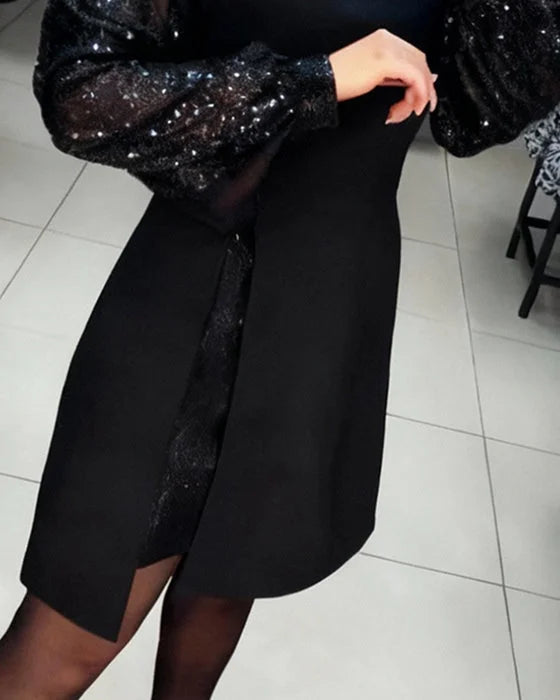 Sophisticated Sequin Sleeve Dress