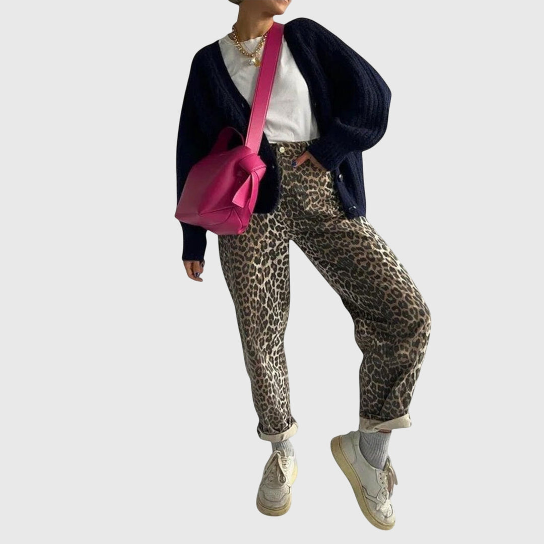 Deanna | Vintage Jeans with Leopard Print