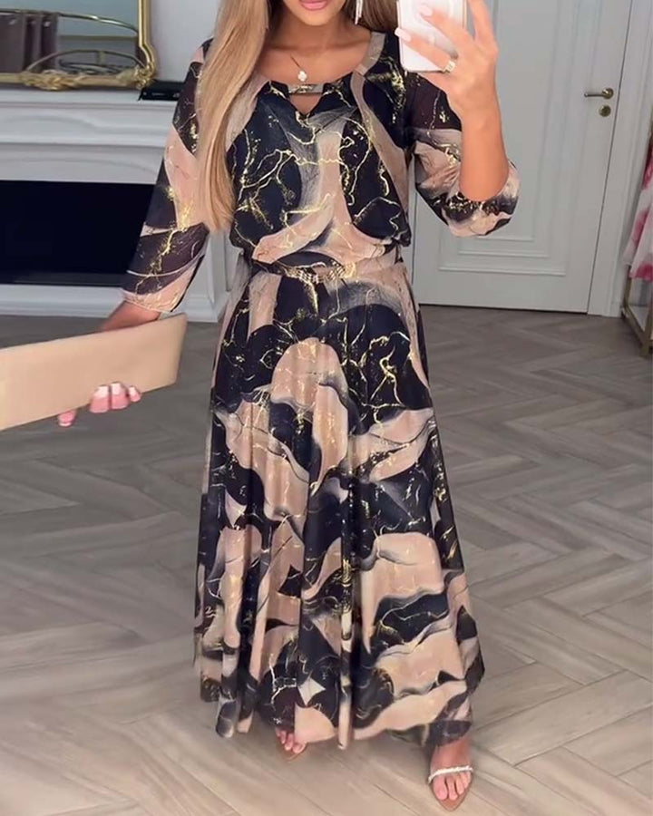 Printed Waist-Defined Dress