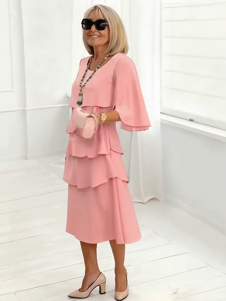 Elegant Split-Sleeve Midi Dress