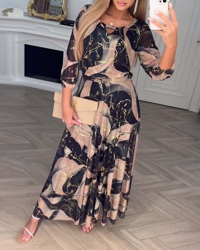 Printed Waist-Defined Dress