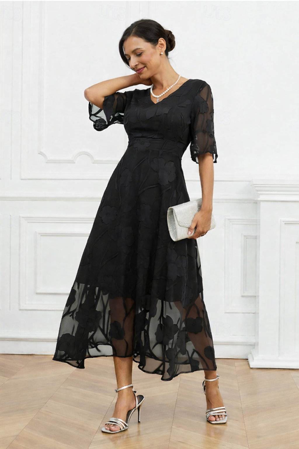 SARAH™ | Ruffle Flutter Lace Maxi Dress