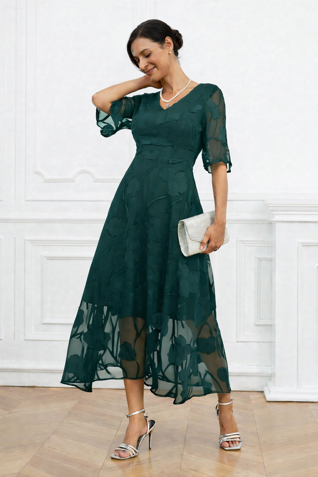 SARAH™ | Ruffle Flutter Lace Maxi Dress