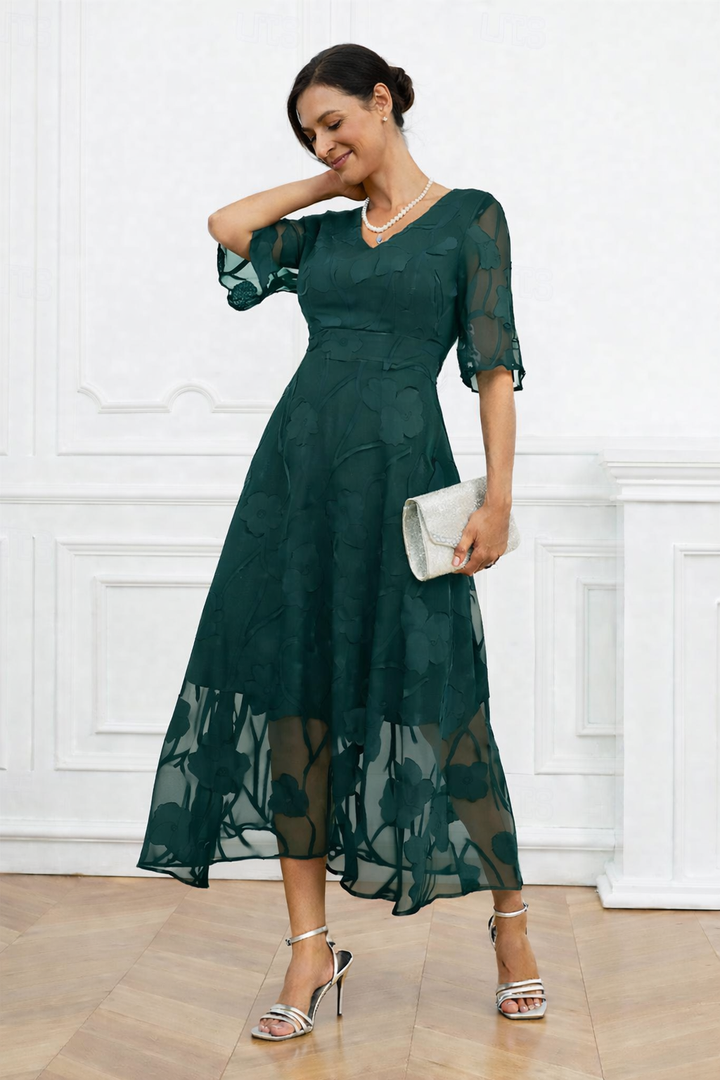 SARAH™ | Ruffle Flutter Lace Maxi Dress