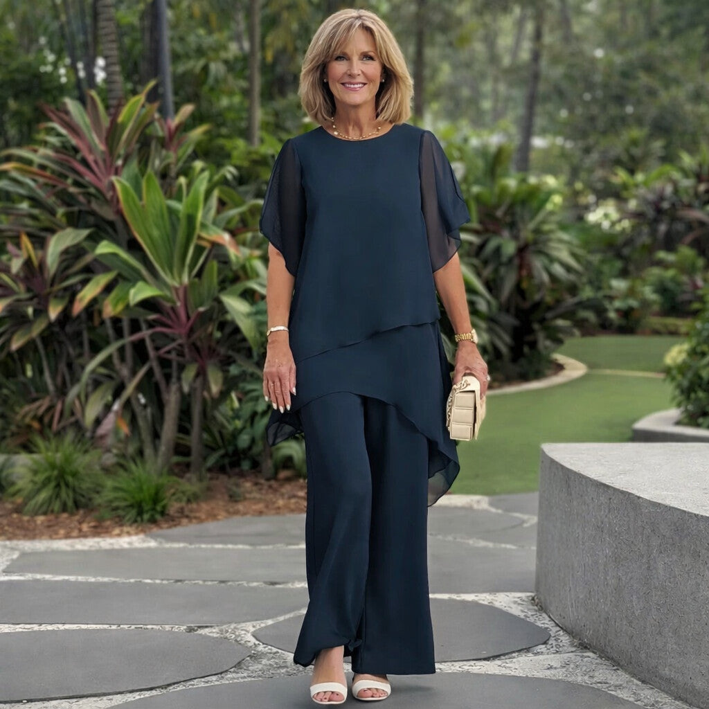 Chic Asymmetric Top & Trouser Set
