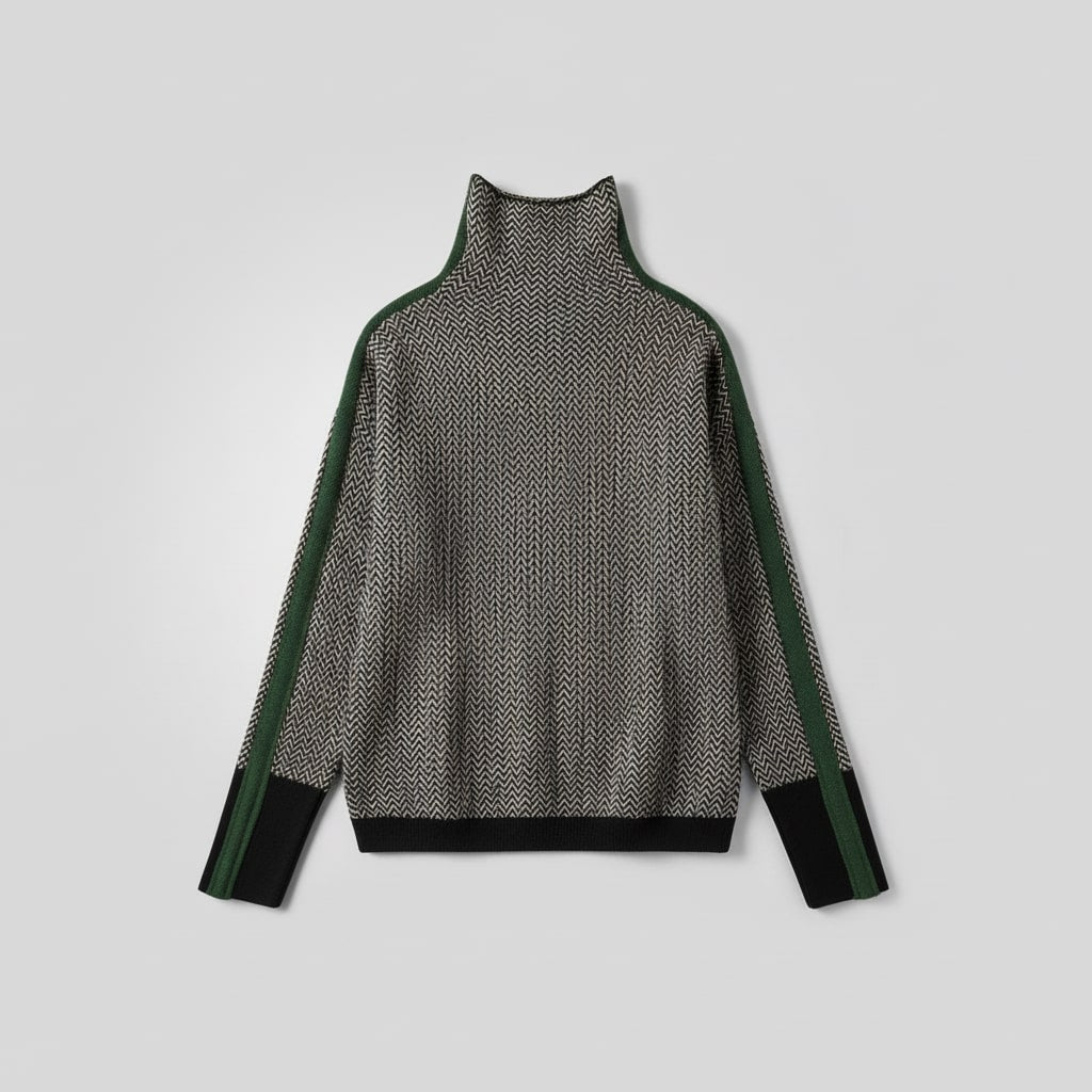 Elara | Roll Neck Jumper with Contrasting Stripes