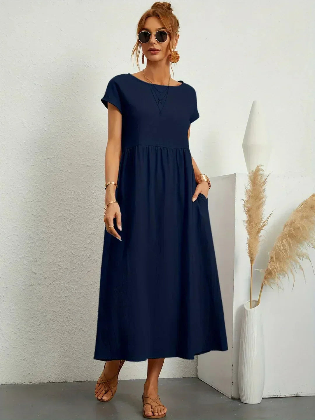SHELLA™ — Flowing Midi Dress with Timeless Elegance
