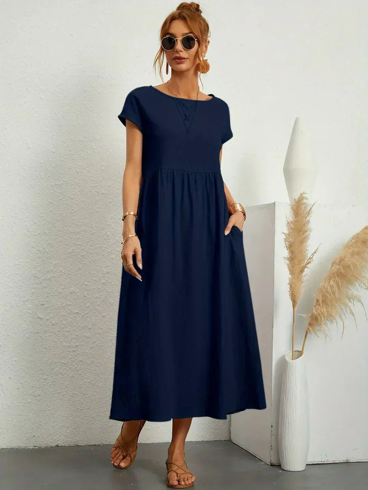 SHELLA™ — Flowing Midi Dress with Timeless Elegance
