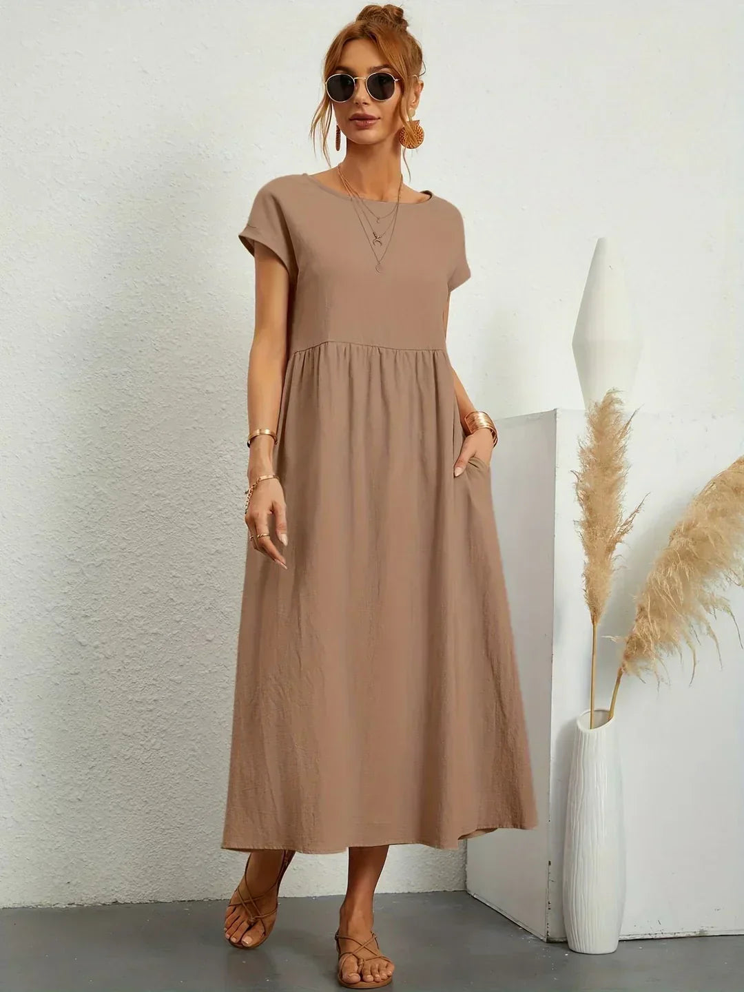 SHELLA™ — Flowing Midi Dress with Timeless Elegance