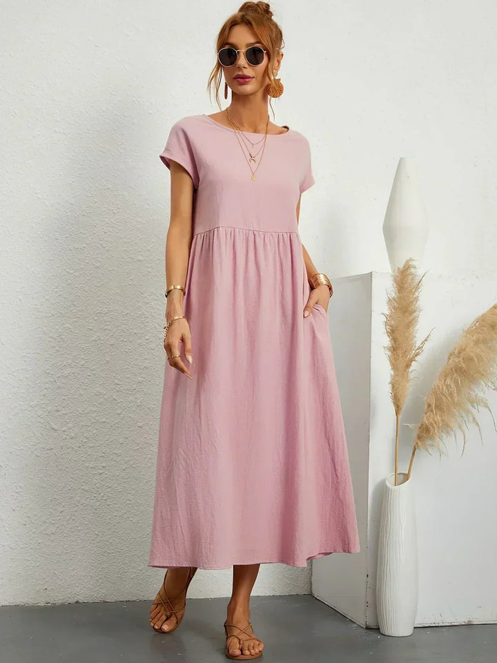 SHELLA™ — Flowing Midi Dress with Timeless Elegance