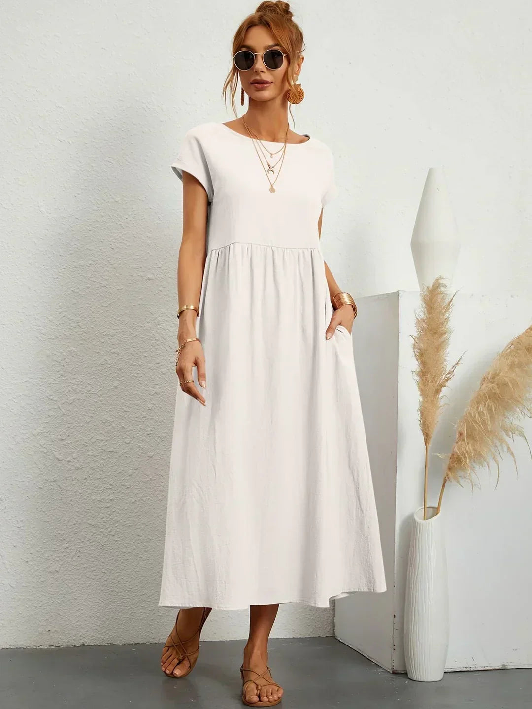 SHELLA™ — Flowing Midi Dress with Timeless Elegance