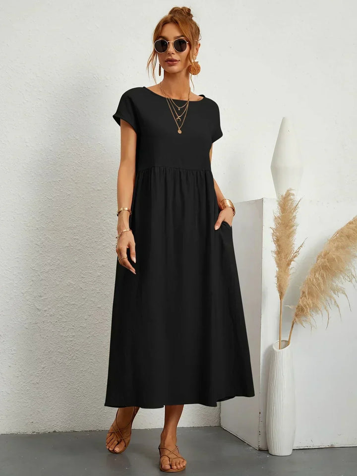 SHELLA™ — Flowing Midi Dress with Timeless Elegance