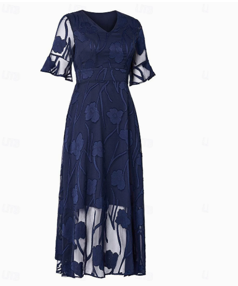 SARAH™ | Ruffle Flutter Lace Maxi Dress