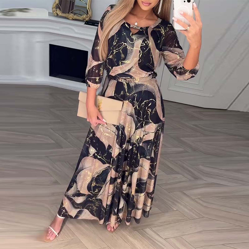 Printed Waist-Defined Dress