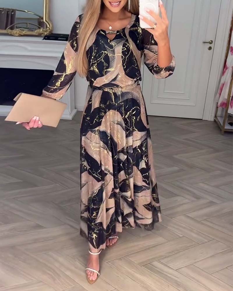 Printed Waist-Defined Dress