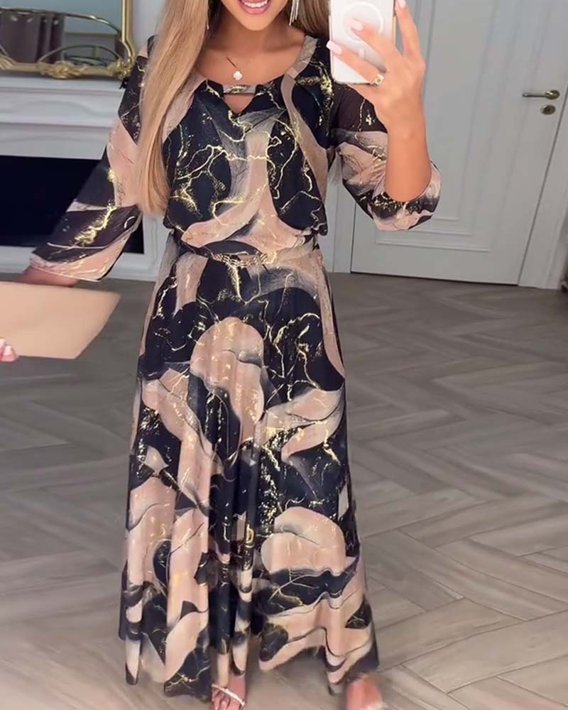 Printed Waist-Defined Dress