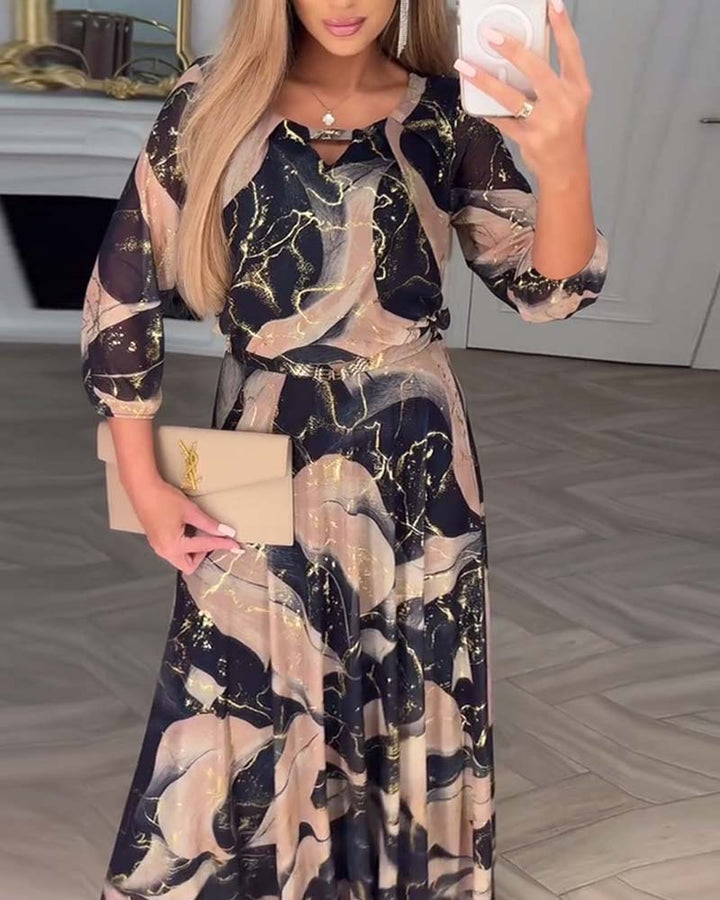 Printed Waist-Defined Dress