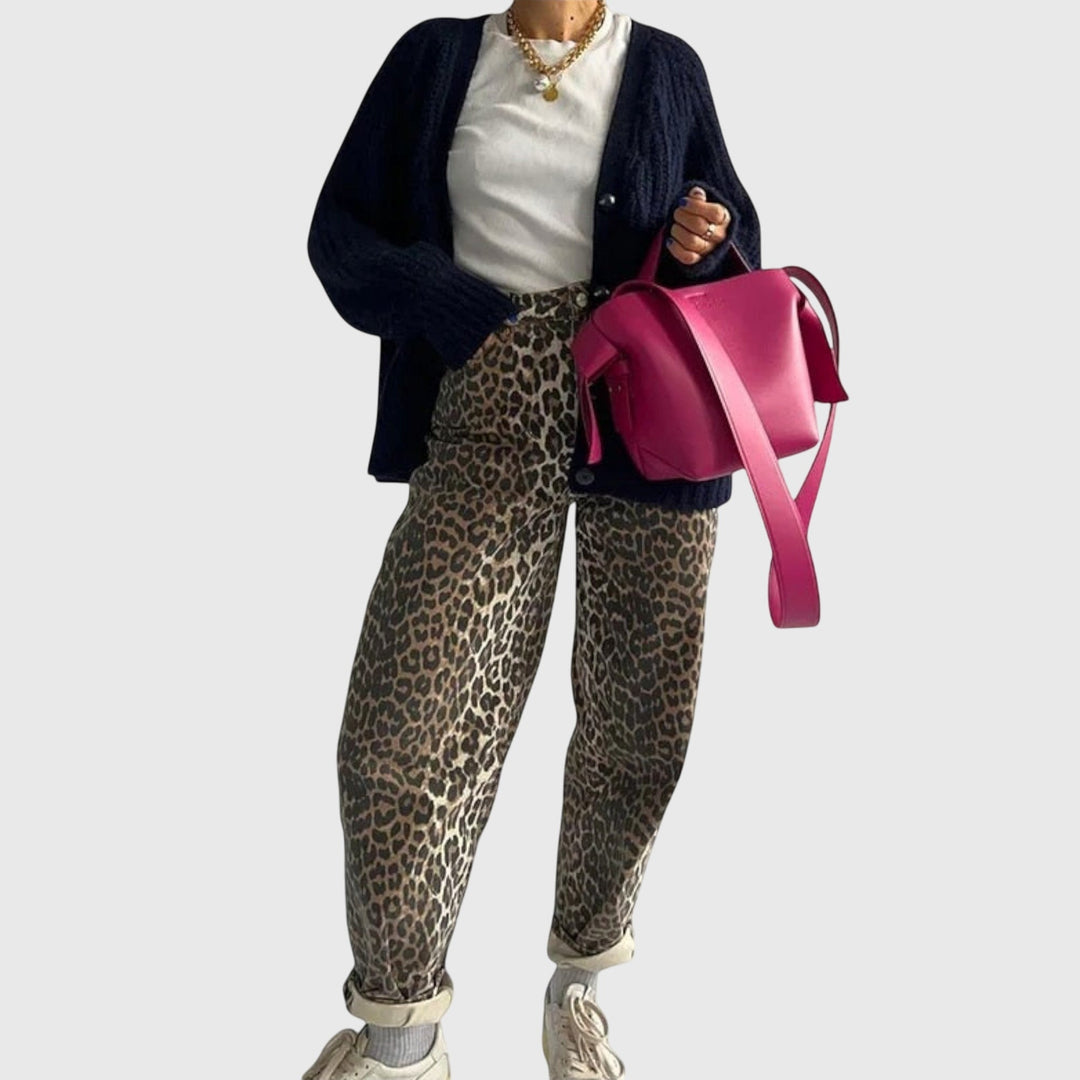 Deanna | Vintage Jeans with Leopard Print