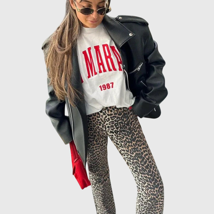 Deanna | Vintage Jeans with Leopard Print