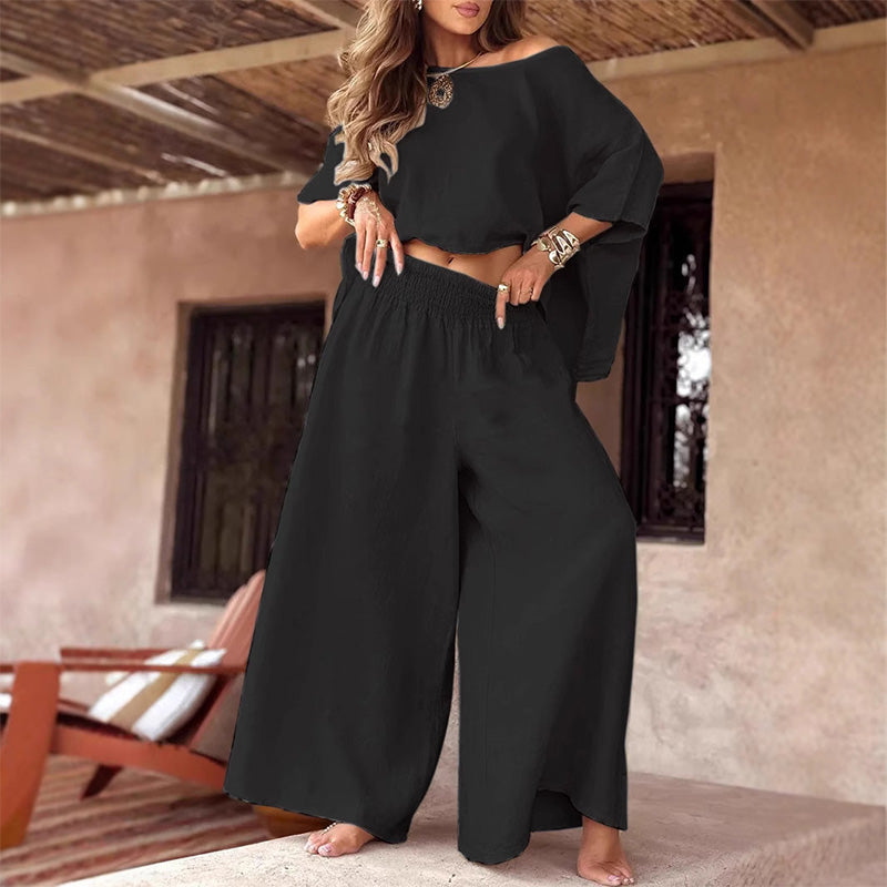 Casual Off-Shoulder Two Piece Set